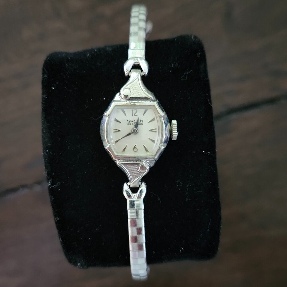 Vintage Gruen Precision Women’s Watch with 10k RGP Bezel and Stainless Back
